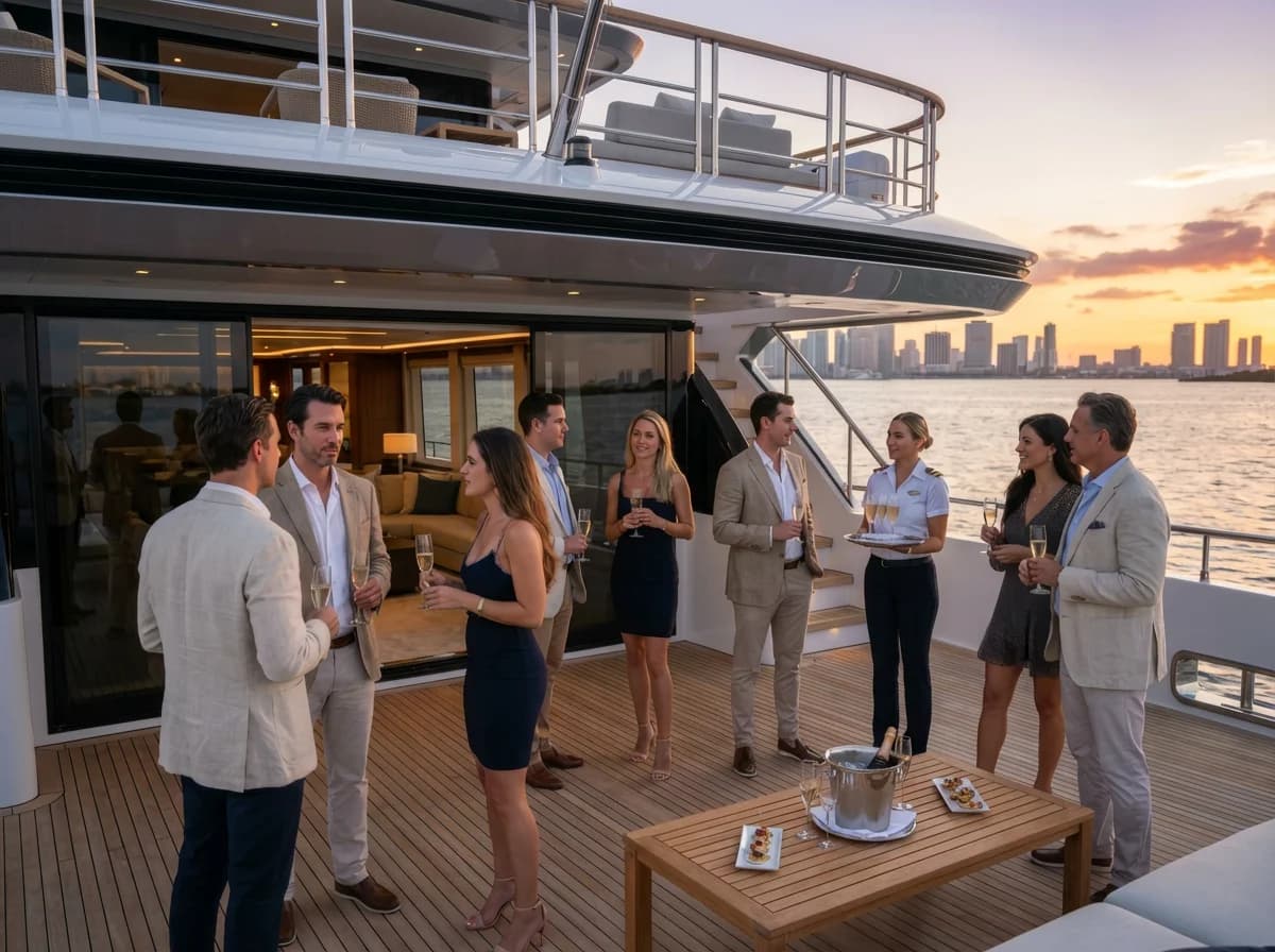 Corporate yacht charter event on Biscayne Bay